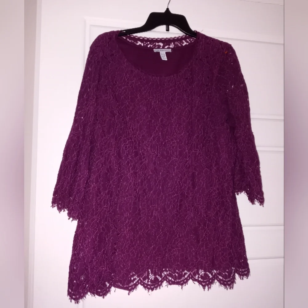 Isaac Mizrahi purple lace blouse plus size 1x - Picture 1 of 3